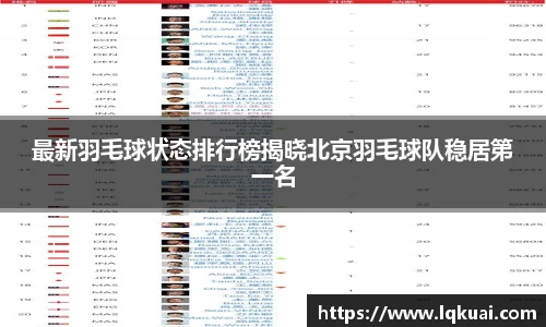 最新羽毛球状态排行榜揭晓北京羽毛球队稳居第一名