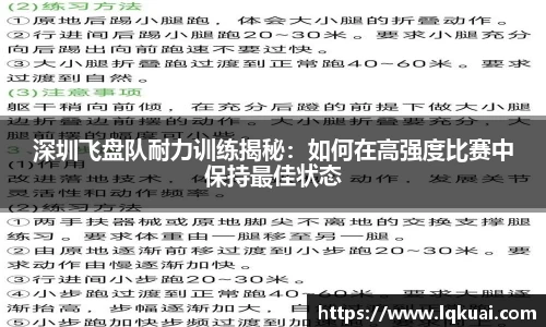 深圳飞盘队耐力训练揭秘：如何在高强度比赛中保持最佳状态